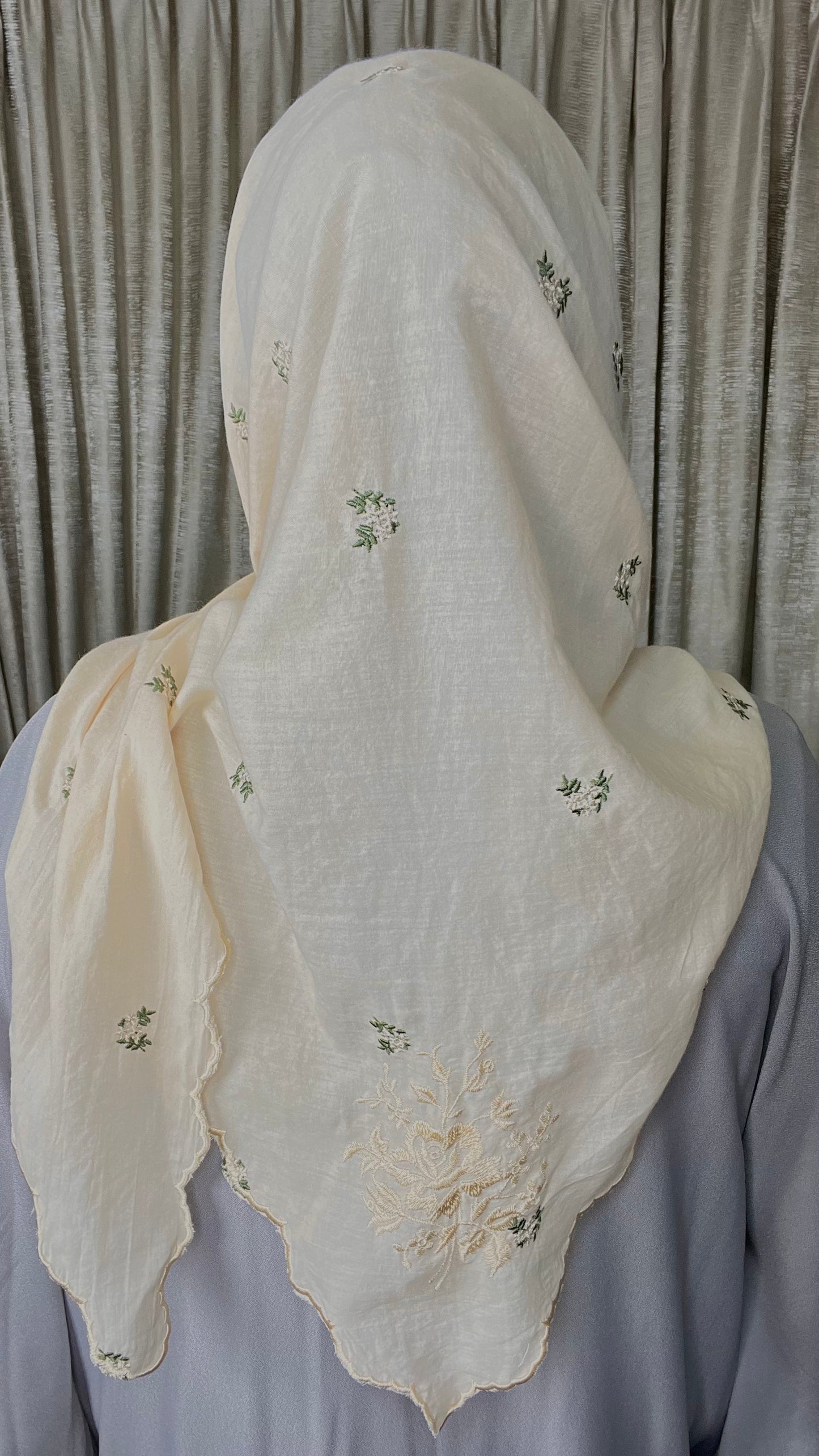 Cotton Embroided Triangle Shawl