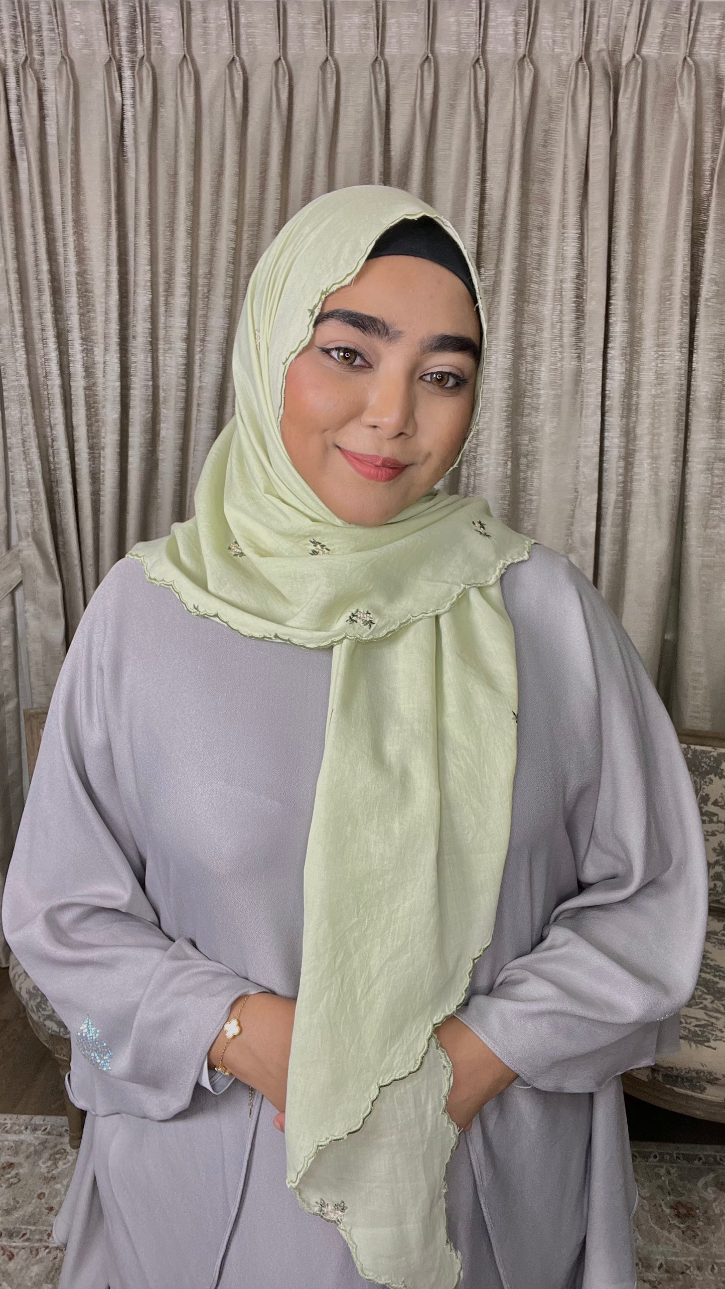 Cotton Embroided Triangle Shawl