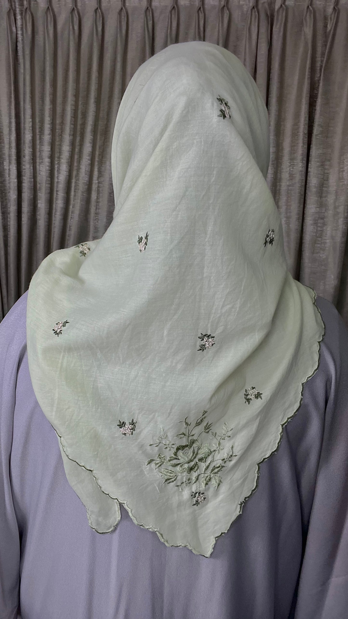 Cotton Embroided Triangle Shawl